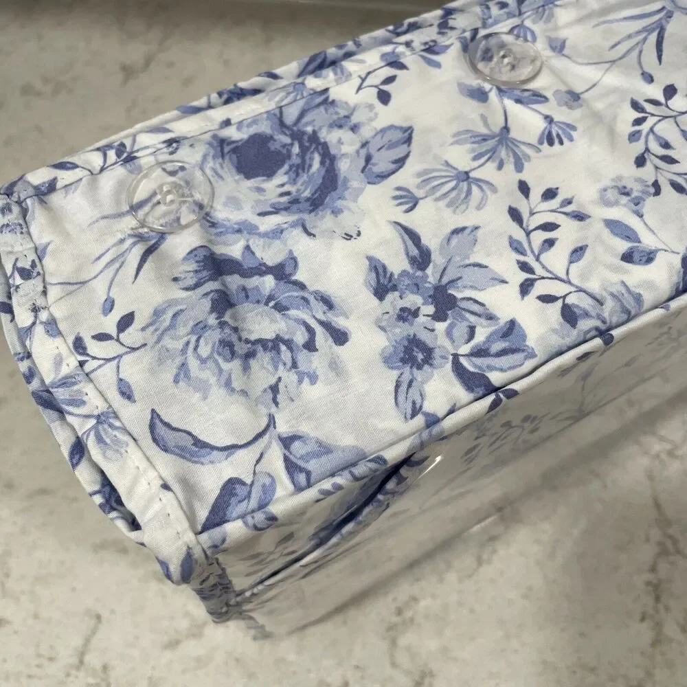 The Farmhouse KING Rachel Ashwell 100% Cotton Flower Floral Blue White Sheet Set
